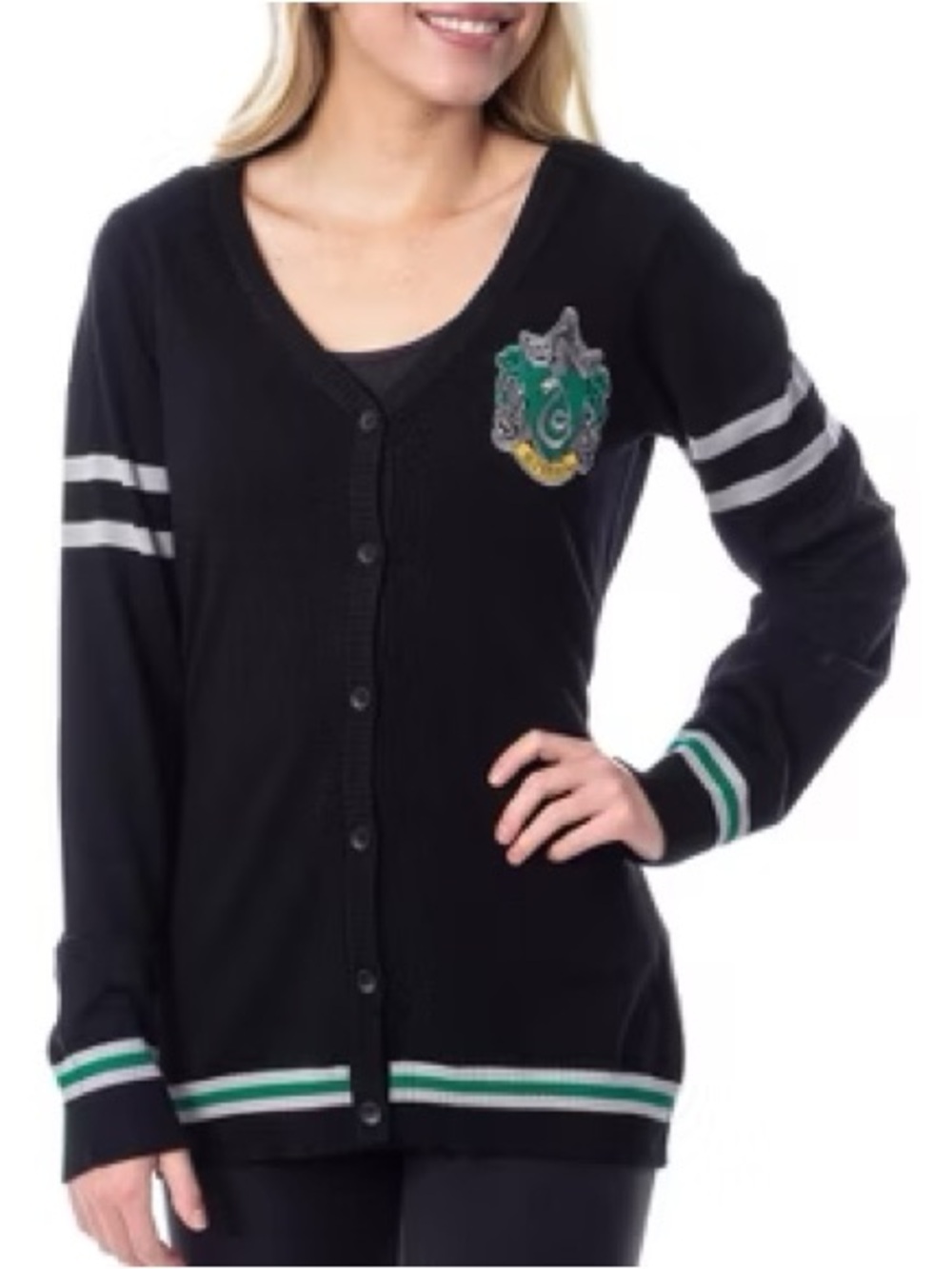 HARRY POTTER | Slytherin Button Down Cardigan Sweater Junior Size Large